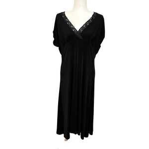 Chico's 3 Travelers Black‎ Dress Lace V-Neck Midi Sz 14/16 Wrinkle Free Packable